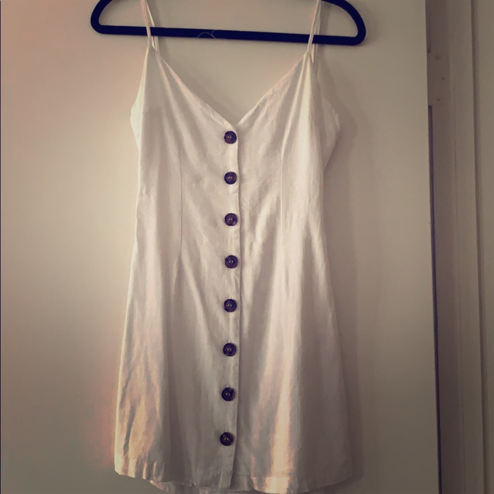 Forever 21 White linen button up dress XS